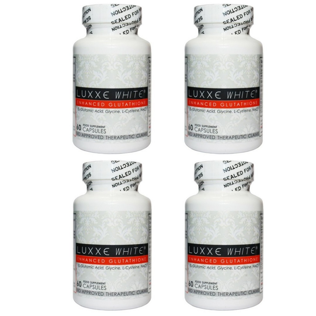 4 Botellas 60 Caps Luxxe White Enhanced Glutathione - Effective Skin Whitening Suplemento