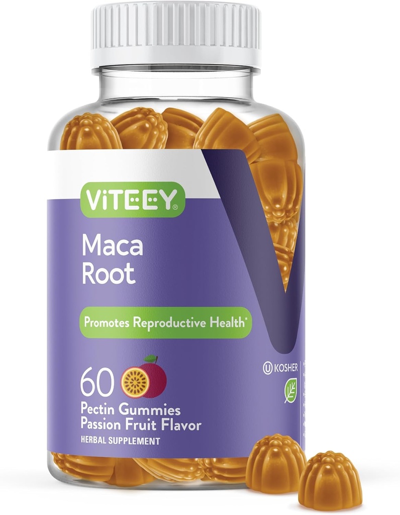Viteey Black Maca Root Gummies - Drive, Passion & Energy Support - Black Maca Root for Men &amp; Women - Vegan, Gluten Free - 60 Count