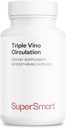 Supersmart - Circulación Triple Vino ( Alta Potencia) - 3-en-1 Fórmula - Red Vine Leaf Extracto - con Grape Seed &amp; Marc ANTE Vegan &amp; Gluten Gratis - 60 Veg Capsules