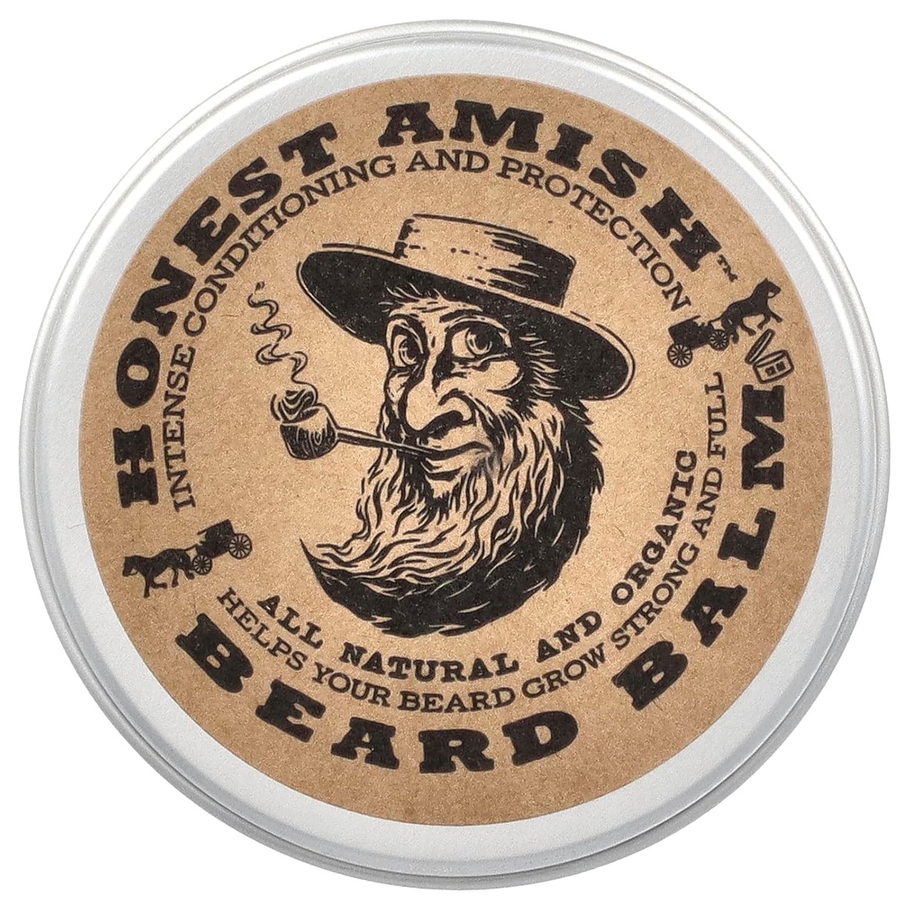 Honest Amish Beard Balm Leave-in Acondicionador - Hecho con ingredientes naturales y orgánicos - 2 onzas Tin