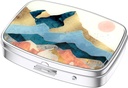 Nipichsha Pill Box, Small Pill Case for Purse & Pocket, Cute Travel Medicine Organizer, Portable Medicine Container Holder to Hold Vitamins, Medication, Fish Oil &amp; Supplement, Watercolor Sunrise