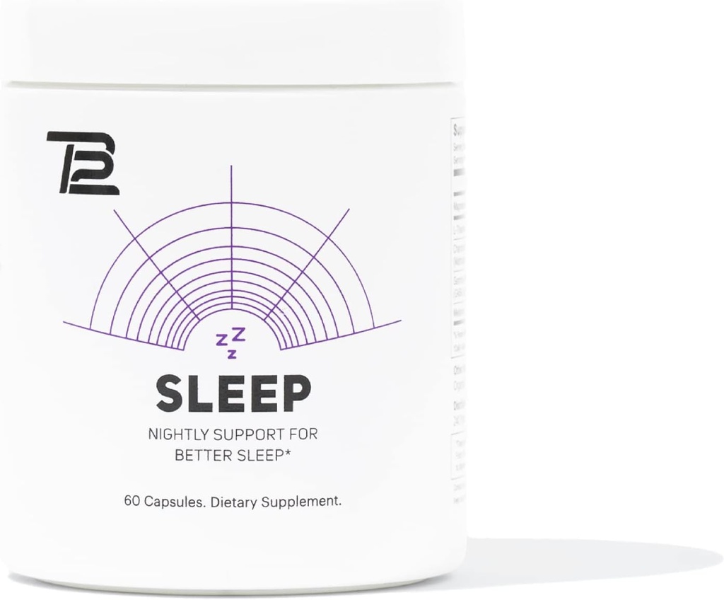 TB12 Sleep - Suplemento para dormir con Magnesio, L-Theanine, Chamomile, GABA y Melatonina para caer más rápido, promover la relajación y mejorar la calidad del sueño. Stress and Mood Nightly Support