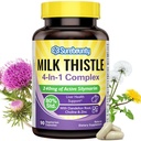 Complejo de esteto de leche 4-en-1, 9000 mg Fuerza, Extracto de semillas concentrado de 30X, con Dandelion, Choline, Zinc, Suplementos de hígado graso, soporte para hígado, no GMO, 90 cápsulas de verduras, 3 meses de suministro