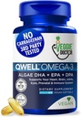 Suplemento Vegan Omega 3 – Algae Omega 3 con DHA EPA DPA – Cápsulas Vegan de Algal – Alternativa de aceite de pescado – Fórmula de aceite de algas de base vegetal – No GMO, libre de carruaje, alta fuerza