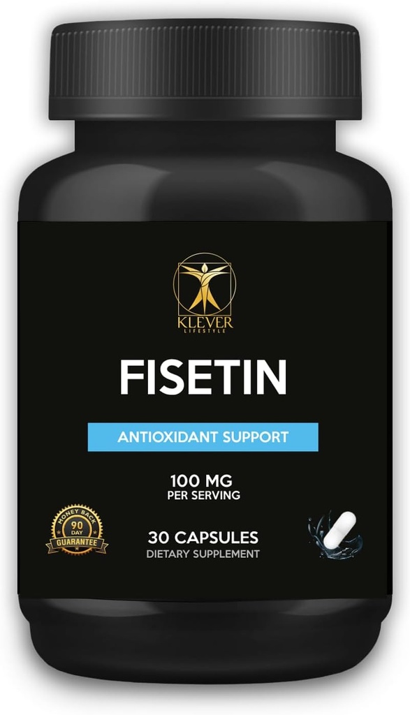 Klever Lifestyle ← Fisetin ← Bioflavonoid ← Antioxidante Suplemento, Anti-Aging Effects, Skin Health, Metabolic Benefits TEN 30 Capsules ANTE 100mg por Serving