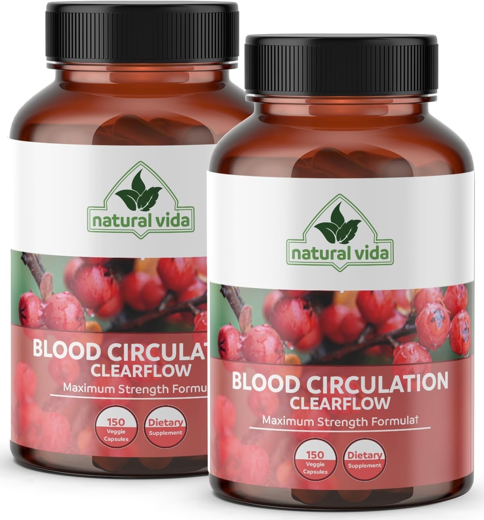 Círculo de sangre 600mg Suplemento - 300 capsules - con Hawthorne, Ginger, Caballo de castaña, Carnicerías Broom, Cayenne, Diosmin