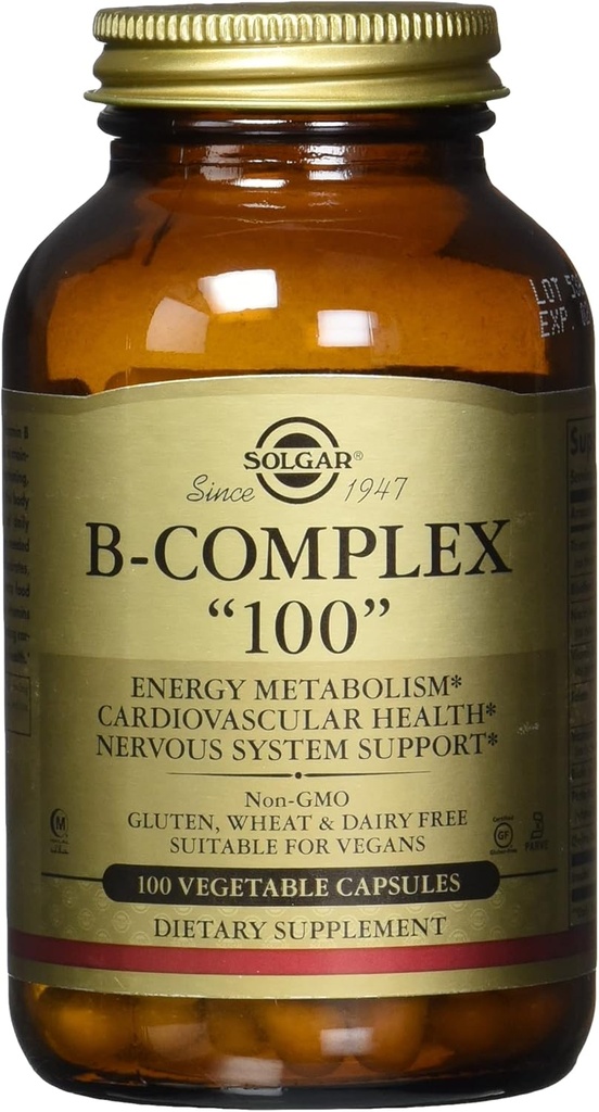 Solgar B-complex "100", 100 cápsulas vegetales - Heart Health, 100 cuenta (Pack of 12)