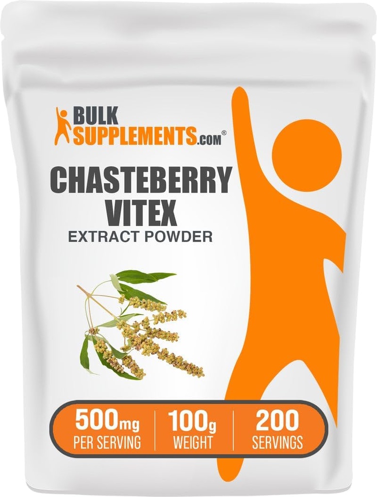BulkSupplements.com Chasteberry Extract Powder - Chasteberry proveniente de Vitex Berry, Herbal Supplement - Vegan & Gluten Free, 500mg por Serving, 100g (3.5 oz) (Pack of 1)