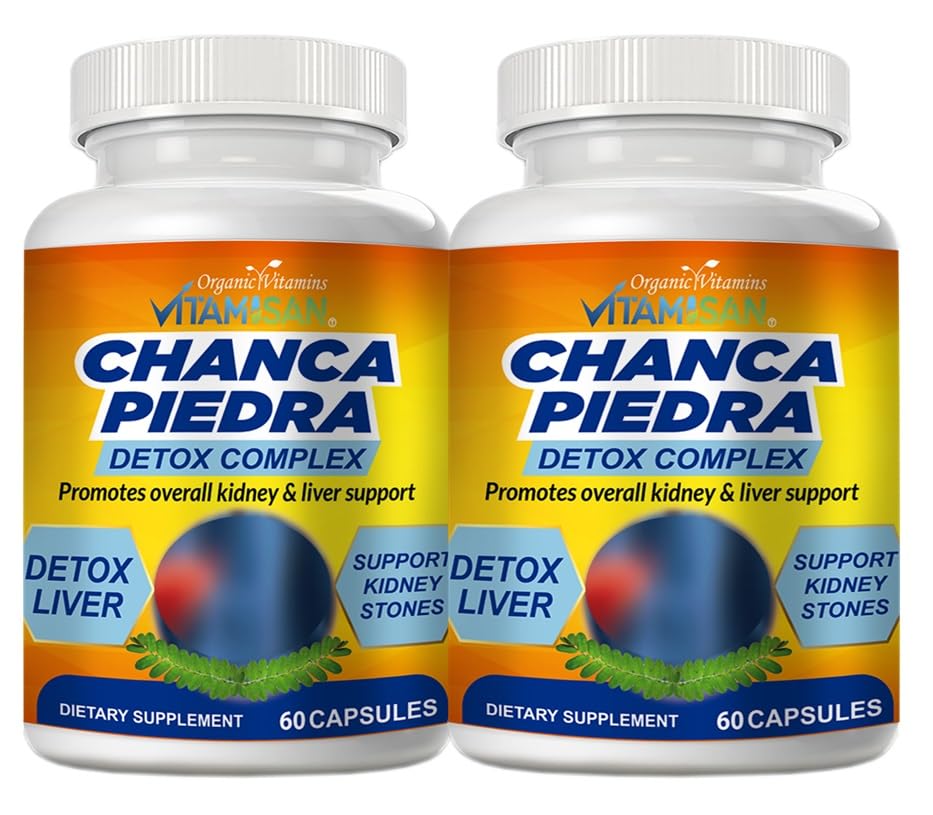 VITAMISAN 2 Chanca Piedra Breaker Extracto 1000mg Peruano Gallstones Liver Kidney Support 120 Capsules Total 2 Botellas Flush Impurities Cleanse Supplement