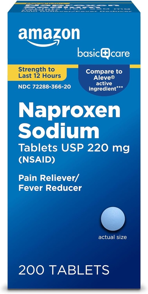 Cuidado básico Naproxen Sodium Tablets, 200 Cuenta (Pack of 1) (Packaging may vary)