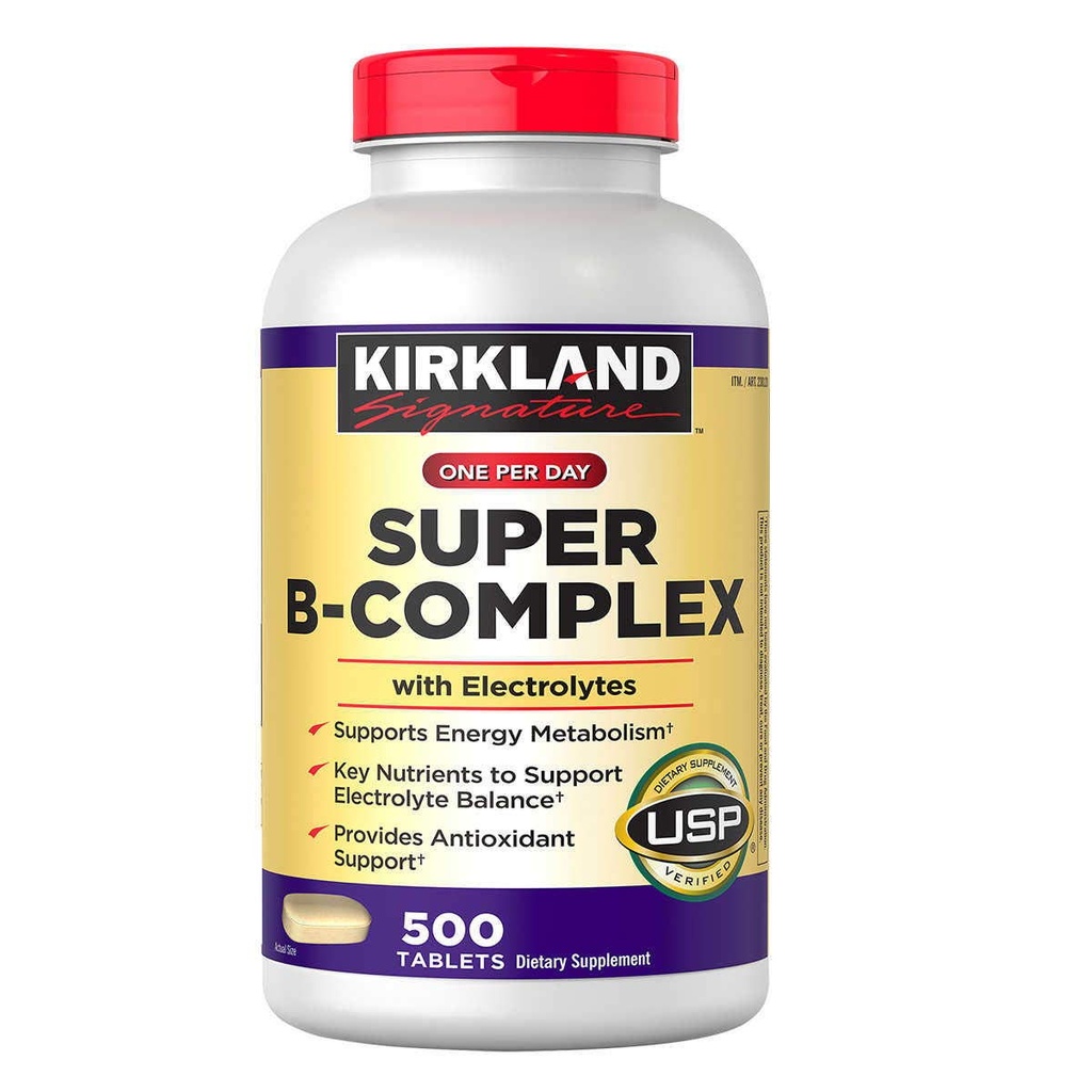 Kirkland Signature Super B-Complex con electrolitos, 500 Tabletas (2 Pack)