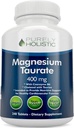 Magnesium Taurate 400mg Tablets - Magnesio Chelated con Taurine y Coenzyme B6 - Complejo de alta absorción para la salud cardiovascular, el músculo y la función Nerve - 240 Tabletas Vegan