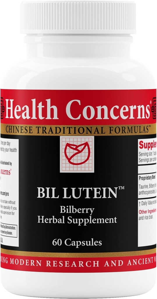 Salud preocupación Lutein Bil – Salud Ocular y Visión Soporte – Lutein, Bilberry & Taurine Suplemento – Antioxidantes para la salud retina, Visión nocturna, Circulación, Degeneración Macular – 60 cápsulas