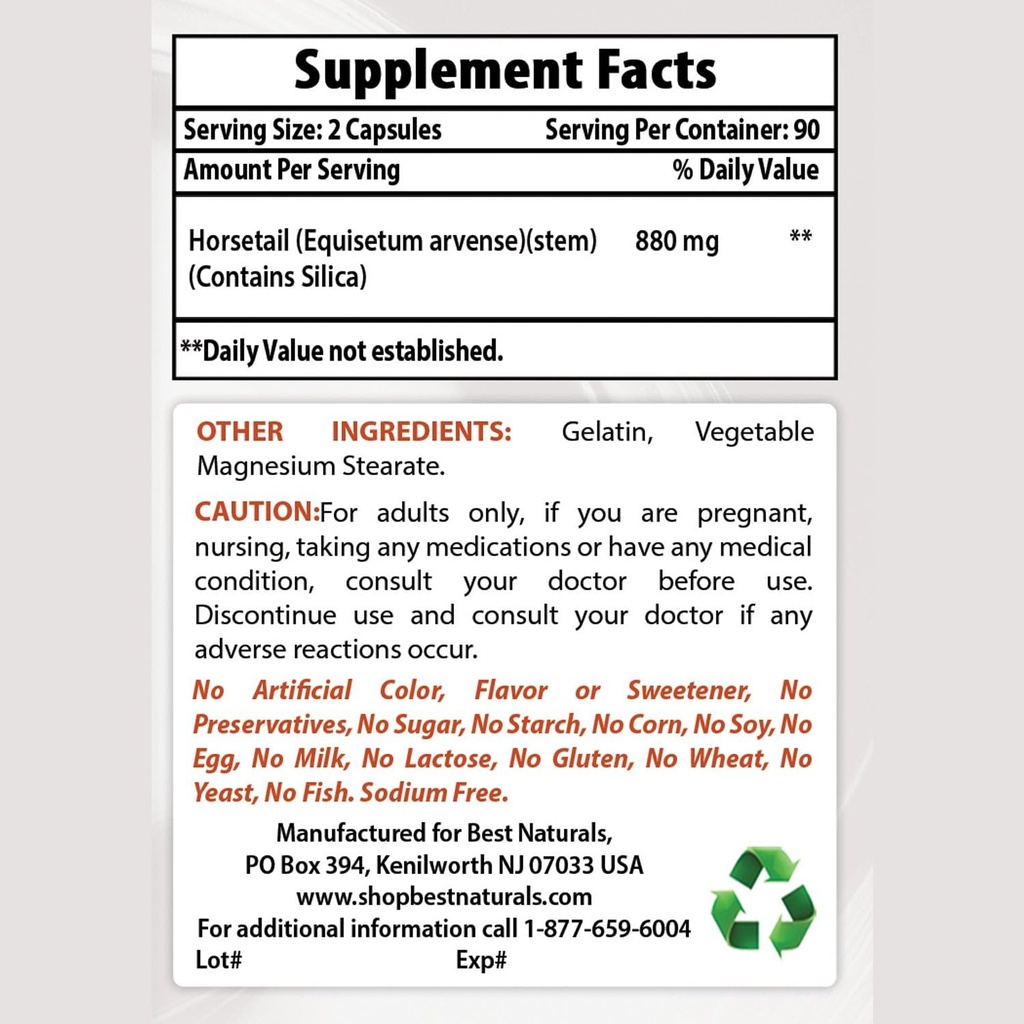 Best Naturals Horsetail 440 mg " Ashwagandha Extract 500 Mg