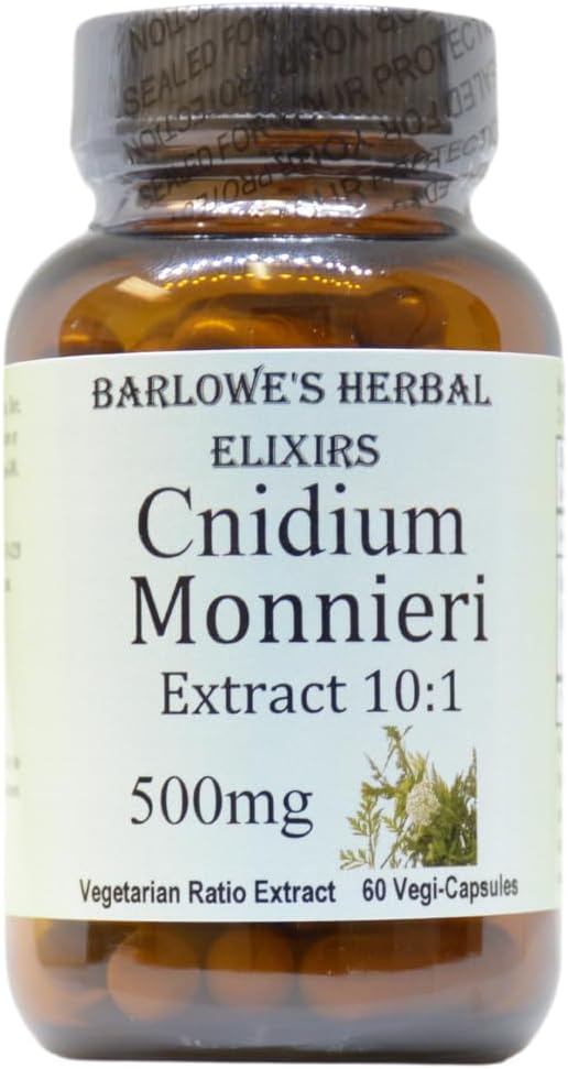 Barlowe's Herbal Elixirs Cnidium Monnieri Supplement TEN 10:1 Extracto TEN 500mg Por Capsule TEN 60 Vegan Capsules TEN Stearate-Free, Gluten-Free, Pure Formula in Glass Bottles