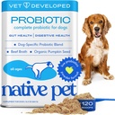 Probióticos nativos para perros - Probióticos para perros Polvo para la salud digestiva, Gut Support, &amp; Immune Boost – Polvo formulado para potencia máxima con enzimas digestivas " Prebióticos - 120 Scoops