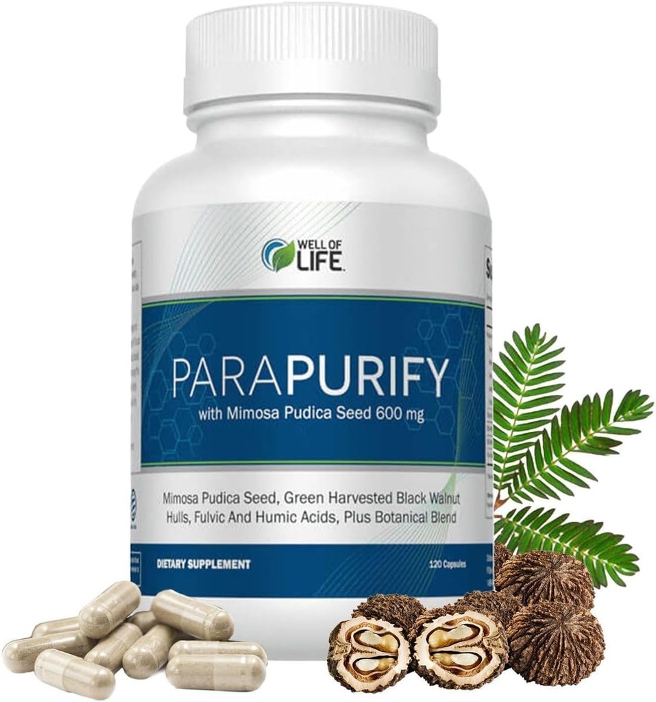 ParaPurify-120 Capsules: Suplemento de Apoyo a la Salud Digestiva Incluye Mimosa Pudica Black Walnut Supreme Nutrition- Organic Formula, Non-GMO All-Natural Herbal Blend for Optimal Gut Health