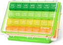 AUVON Moisture-Proof Monthly Pill Organizer, Large 28 Days Pill Box Case with Removable 4 Weeks Medication Organizer Rows, Travel-Friendly to Store Fish Oils, Vitamins, Supplements, Medications