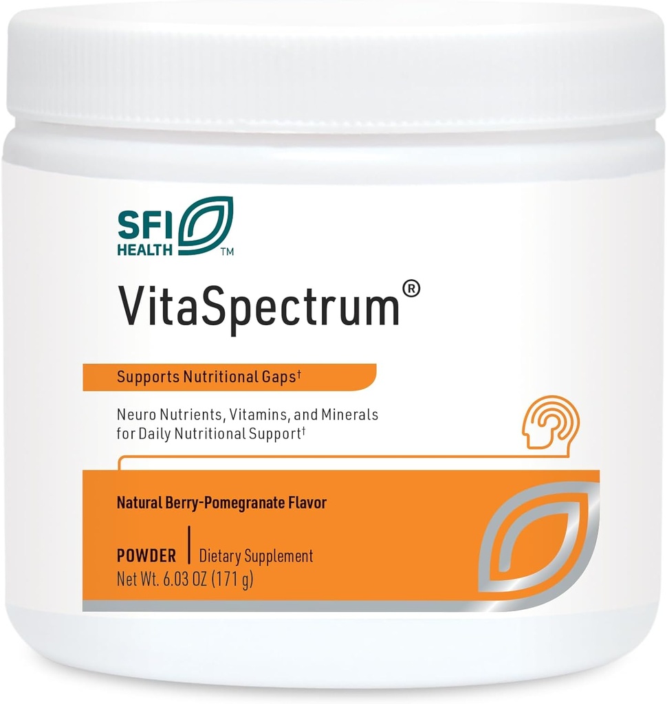 Klaire Labs SFI Health VitaSpectrum Powder - Multivitamin/Mineral infantil con 23 Nutrientes Esenciales en Berry-Pomegranate para Niños, Sin Cobre, Hierro, Gluten o Casein (30 Servings, 171 Grams)