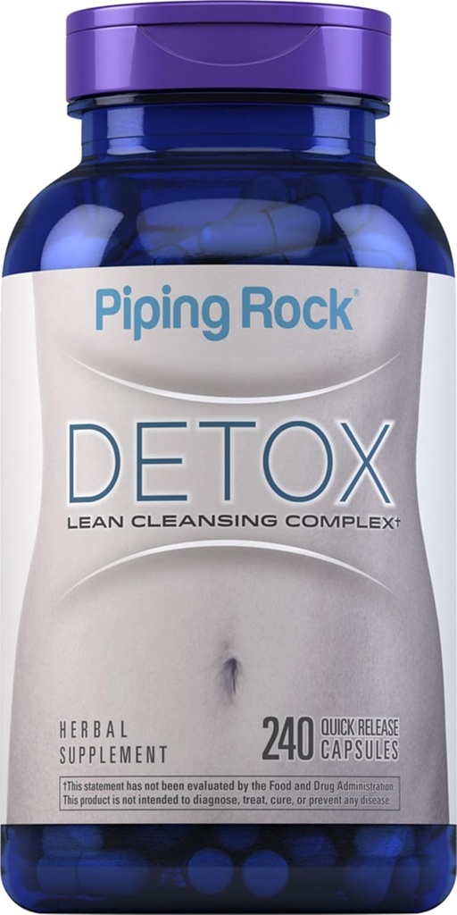 Piping Rock Detox Cleanse Capsules  240 Pills ← Herbal Complex ← Lean Formula  with Dandelion Root Extract, Psyllium Husk, and Milk Thistle ← Non-GMO, Gluten Free Supplement