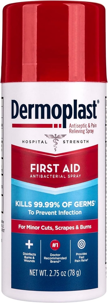 Dermoplast First Aid Spray, Analgesic & Antiseptic Spray for Minor Cuts, Scrapes and Burns, 2.75 Ounce (Packaging May Vary)