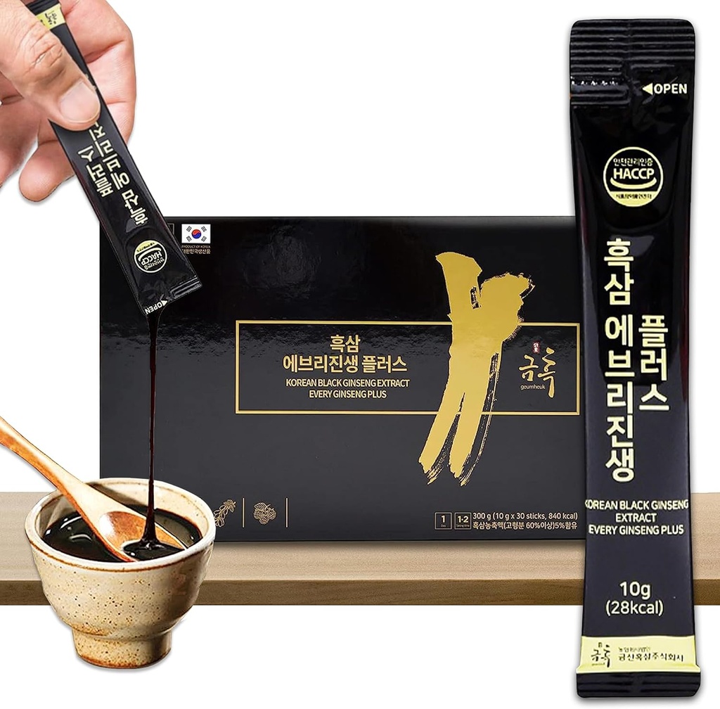 GeumHeuk Coreano Ginseng Extracto Cada Ginseng Plus. 10g X 30 Stick Pouches. Immune Support, Energy Booster, Fatigue Recovery, Mental Performance. Método patentado.