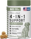 Todo en 1 Vitaminas y Suplementos de perros, 60 Multivitamínicos de cerda suave con Glucosamina, Probióticos, Petróleo de Pesca Omega -para la piel, la carne, la cadera, la salud conjunta de Gut -Senior, cachorro, perros pequeños