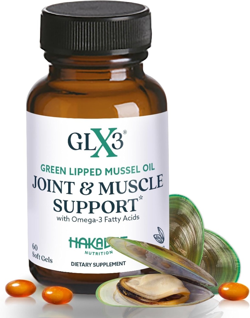 Soporte conjunto GLX3 Extra Strength Omega-3 Suplemento  Premium New Zealand Green Lipped Mussel Oil - Comfort, Flexibilidad, Recuperación de músculo - ETA EPA DHA Omega 3 Suplemento cápsulas por Haka Life