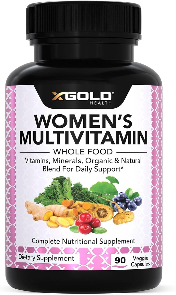 Multivitamina diaria de las mujeres veganas 50 Plus con ingredientes naturales basados en todo el alimento orgánico, jengibre, Maca, Complejo Multi-Vitamin B &amp; Más - Apoyo energético, Booster de sistema inmunológico -90 cápsulas