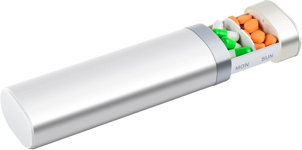 Greencycle Pill Organizer 7 Day, Weekly Pill Cases, Portable Daily Pill Box Container Travel Pill Holder Pretty Home Medicine Box Pill Dispenser to Hold Vitamins Fish Oil, Supplement (White)