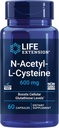 Extensión de vida N-Acetyl-L-Cysteine (NAC), Respuesta inmune, Salud respiratoria, Salud del hígado, NAC 600 mg, Defensa antioxidante, radicales libres, Fácil de Absorb, 60 cápsulas