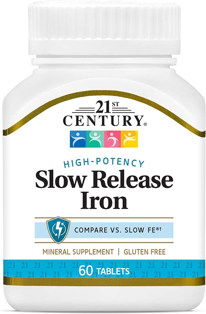 21st Century Slow Release Iron Tablets, 60 Cuenta PACK OF 2 - Packaging May Vary