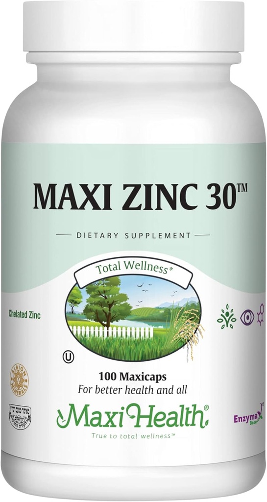 Zinc 30 - Vitamina Zinc con Enzymax para la absorción mejorada - Soporte Inmunitario de alta potencia - Suplementos Zinc Glycinate para adultos - Vitaminas Zink - Kosher Hecho en EE.UU. - 100 cápsulas de cuenta