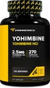 PrimaForce Yohimbine HCl 2.5mg, 270 Capsules - Premium Supplement, Boosts Performance, Zero Fillers, Non-GMO and Gluten Free