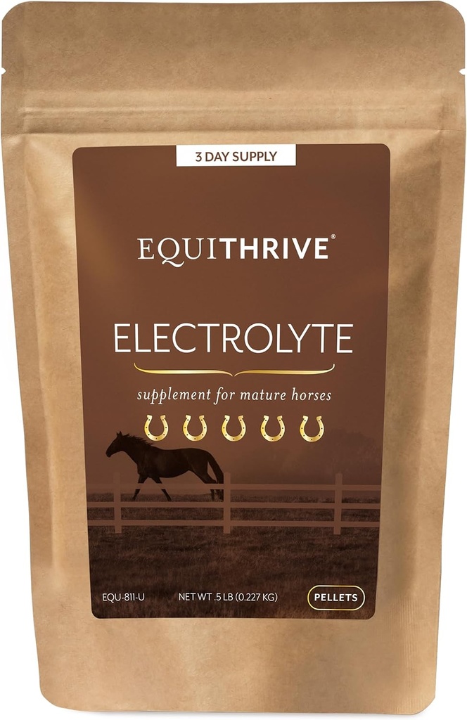 Equithrive Horse Electrolyte Pellets, Vitaminas y Minerales Suplemento, Equine Feed Supplies for Training and Competition, .5 lbs, 3 Day Supply