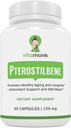 VitaMonk Pterostilbene 150mg Capsules No Artificial Fillers - Soy Free Trans-Pterostilbene Supplement which Promotes Healthy Aging and Longevity - 60 Veggie-Caps - Mejorado Resveratrol