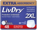 LivDry Adulto XXL Incontinencia Ropa interior, Extra Comfort Absorbency, Leak Protection, XX-Large, 48-Pack