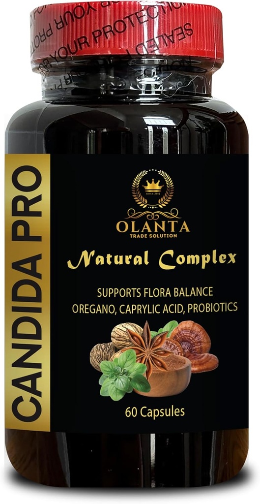 Complejo Natural de Candida PRO - Suplemento de Candida, Complejo de madera de nuez verde, cápsulas de hoja de orégano, semillas de anís orgánicas enteras - 1 botella 60 cápsulas