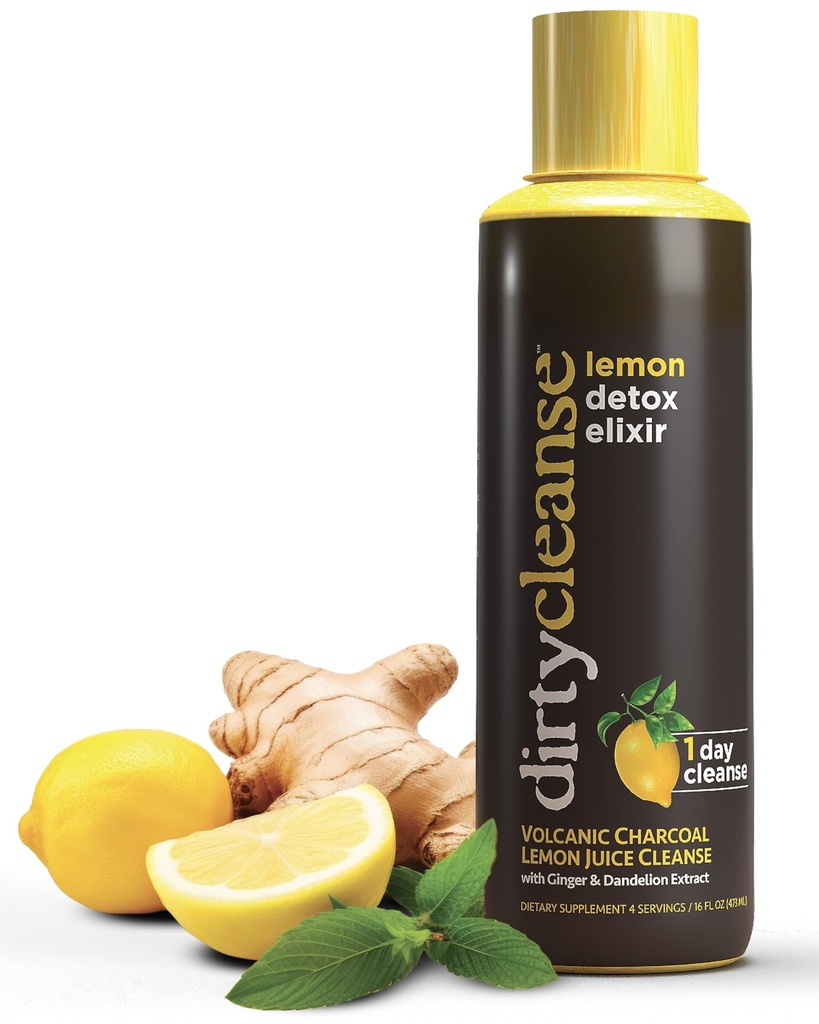 Detox Lemon con Carcoal Volcánico con Extracto de Ginger y Dandelion, 4 porciones