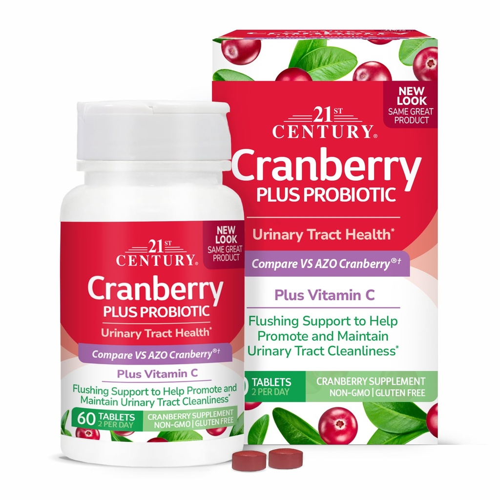 21st Century Cranberry Plus Probiotic Tablets, 60 Cuenta