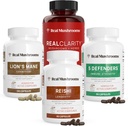 Real Mushrooms RealClarity (60ct), Lions Mane (120ct), Reishi (90ct) & 5 Defenders (90ct) Capsules - Mushroom Supplement for Cognitive Health, Longevity, Relax &amp; Immune Support - Vegan, Non-GMO