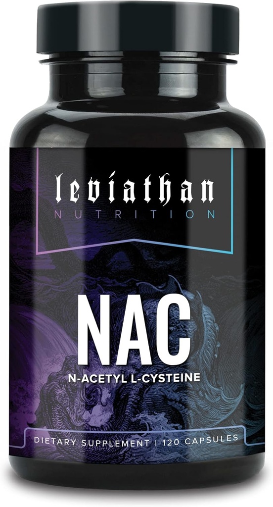 Leviathan Nutrition NAC Suplemento N-Acetyl Cysteine for Lung, Liver, Immune Support - Potent Antioxidant Support to Boost Glutathione Levels 600mg, 120 Capsules