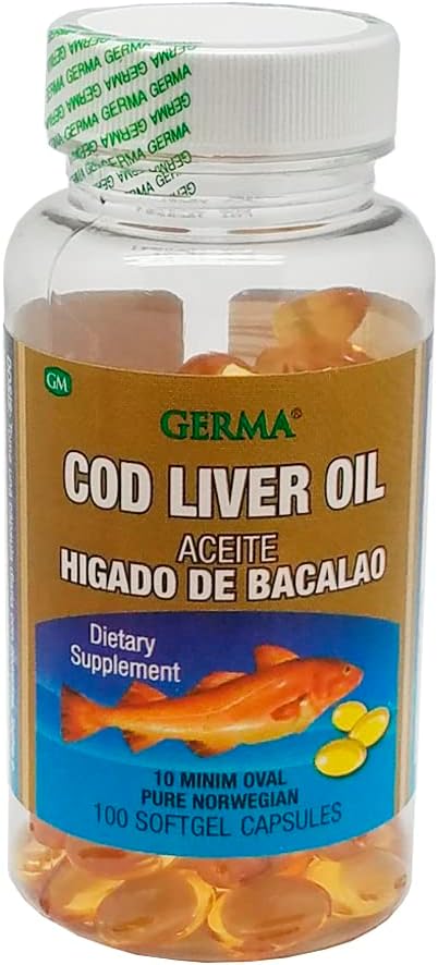 Aceite De Higado De Bacalao Capsules 100's Puro Norwegian Cod Liver Oil GERMA