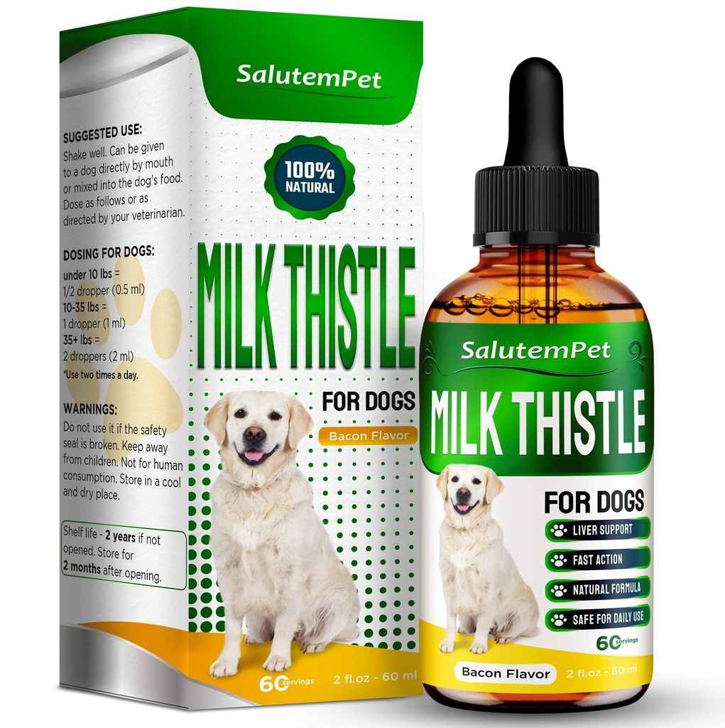 Milk Thistle for Dogs | Dog Liver Supplement for All Ages and Breeds | Here is Only Herbal Composition | + Attractive and Super Yummy Bacon Flavor | 2 Oz