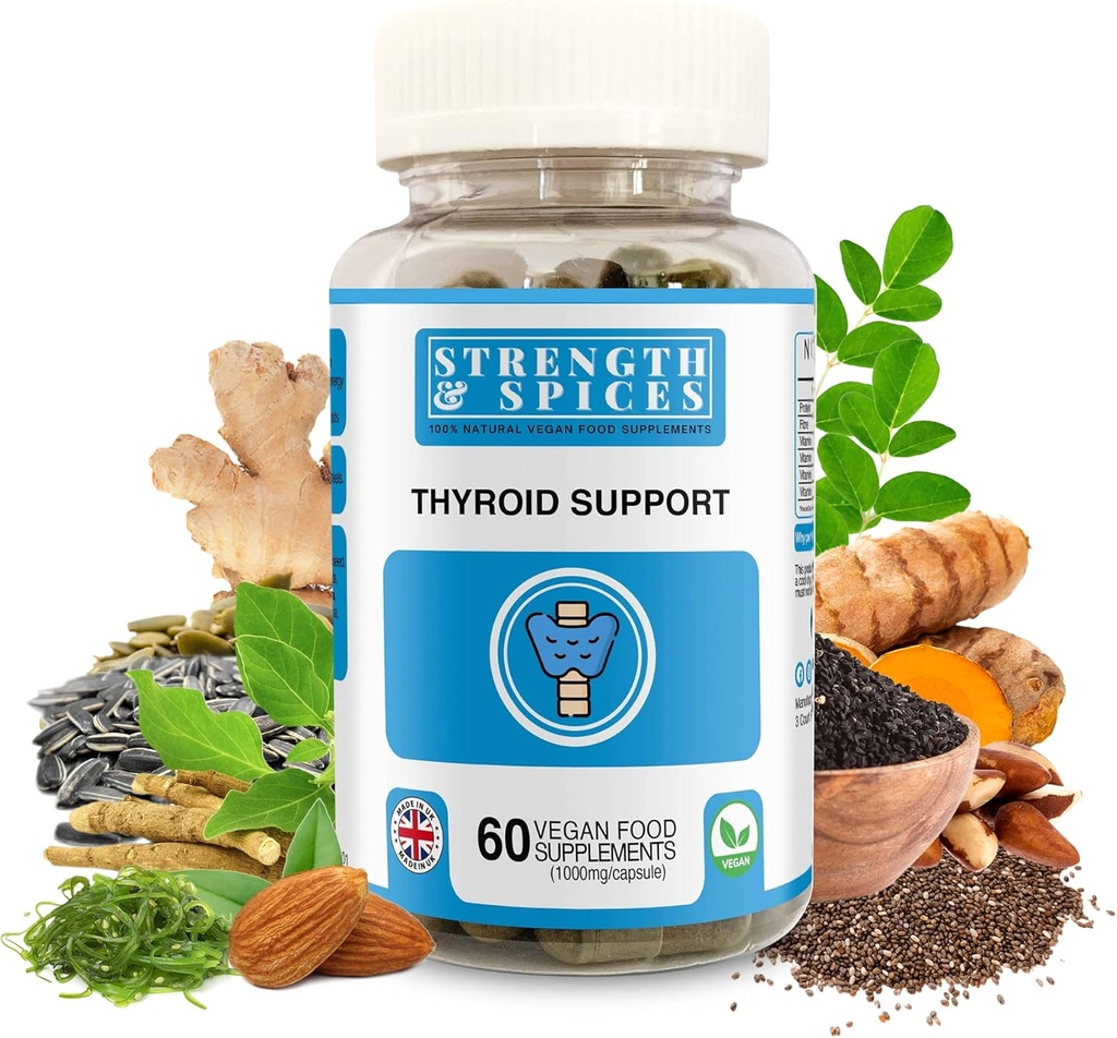 Fuerza " Especias - Soporte para tiroides, Suplemento de yodo con Maca Root, Kelp de mar, nueces de Brasil y Ashwagandha, 60 cápsulas