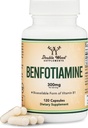 Benfotiamine 300mg Servings (Tercera Parte Tested, 120 Capsules, 150mg Por Cap) Non-GMO, para Boost Thiamine B1 Levels (Más Absorbable que Thiamine, Fat Soluble) por Madera Doble