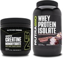 NutraBio Creatine Monohydrate, Unflavored, 150g and Whey Protein Isolate, Chocolate Dipped Macaroon, Supplement Bundle - Muscle Energy, Lean Muscle Growth, Recovery, and Strength