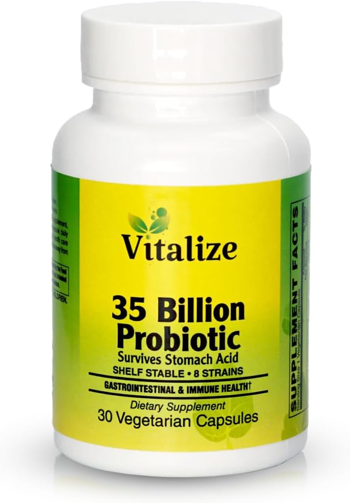 UVitalize - 35 Billones PROBIOTIC Silencio Probióticos para Mujeres &amp; Hombres sometidos Probiótico con 8 Estainas Probióticas Silencioso Metabolismo y Salud Digestiva ← Capsules Probióticos Vegan para Todos