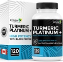 Renew Actives Turmeric Platinum 1350MG per 3 Capsules with Black Pepper & Ginger – Antioxidant, Liver " Digestive Support – Reduce la inflamación " Boosts Immunity – Made in Canada – 120 Capsules