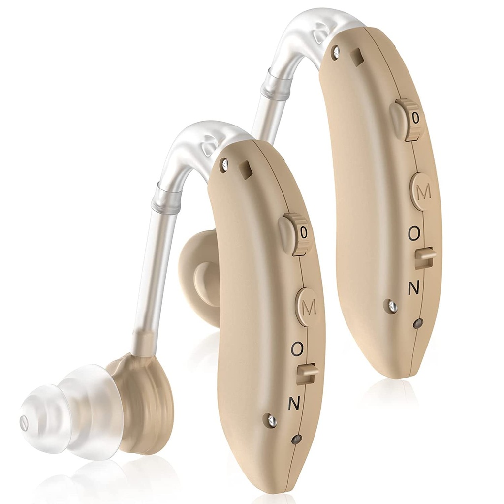 Hearing Aids for Seniors, Rechargeable Hearing Amplifier with Noise Cancelling, Digital Ear Hearing Assist Devices with Volume Control (Flesh)